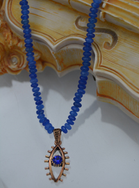 Blau Jade Augen Halskette Blau