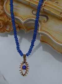 Blau Jade Augen Halskette Blau