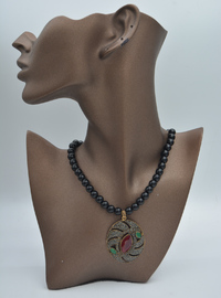 Collier Perles Onyx Rouge
