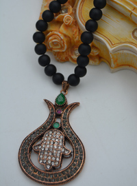 Onyx Bead Necklace Black