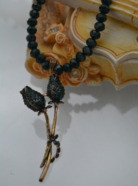 Collier Fleur Cristal Vert