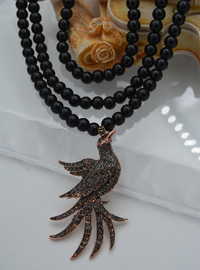 Peacock Choker Necklace Black
