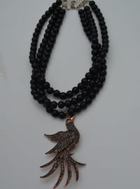 Peacock Choker Necklace Black