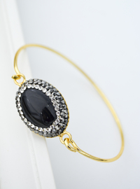 Bracelet Or Onyx Pierre Doré