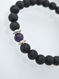 Lava Stone Amethyst Bracelet Black