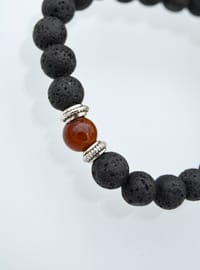 Lava Stone and Agate Bracelet Black