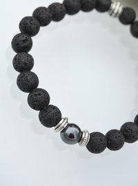 Lava Stone and Hematite Bracelet Black