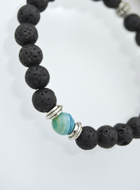 Lava Stone and Agate Bracelet Black
