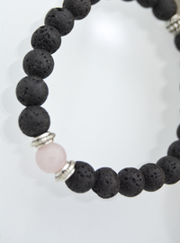 Lava Stone & Rose Quartz Bracelet Black