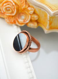 Onyx & Perlmutt Ring - Bronze