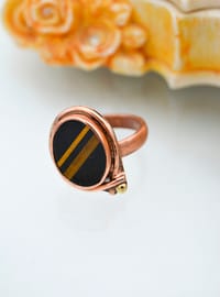 Onyx- und Tigerauge Ring - Bronze