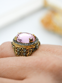 Vintage Pink Stone Ring Pink
