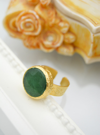 Jade Stein Gold Ring - Gold