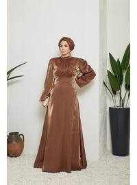  Copper Modest Evening Dress