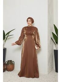  Copper Modest Evening Dress
