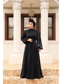  Black Modest Evening Dress