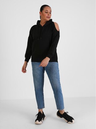 ŞANS Black Plus Size Sweatshirts