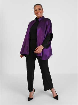 ŞANS Purple Plus Size Topcoat