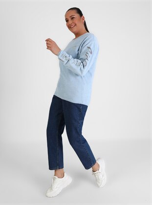 ŞANS Blue Plus Size Sweatshirts