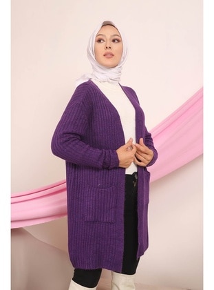 İmaj Butik Purple Knit Cardigan