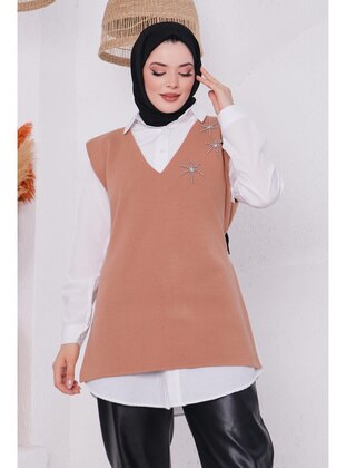 Mink Women's Modest Women's Modest Tunic Stones Side Tie Sweater Sweater Hijab Suit Set