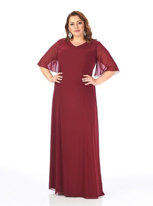 LILASXXL Maroon Modest Plus Size Evening Dress