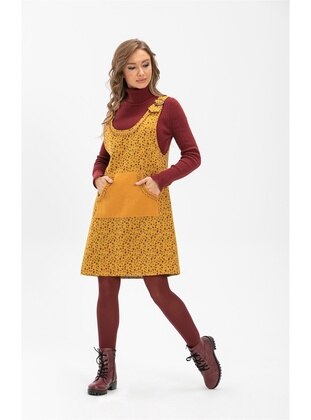 ELİŞ ŞİLE BEZİ Mustard Modest Dress
