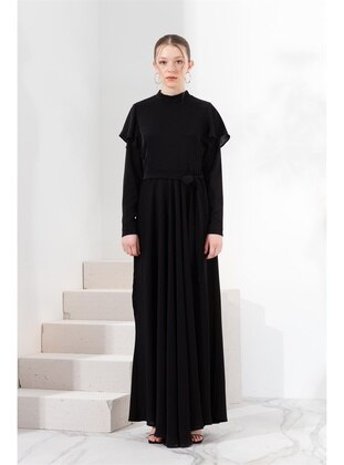 Nihan Black Modest Dress