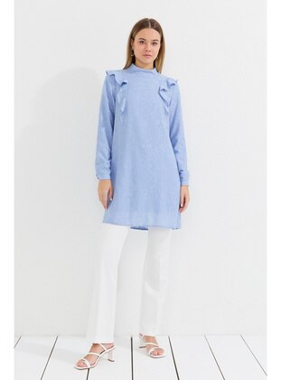Light Blue - Plus Size Tunic - Nihan
