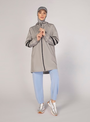 Hooded Sports Raincoat Gray