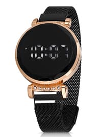 Mesh Magnetized Band Led Women Watch And Water Way Bracelet Set Copper Color Black