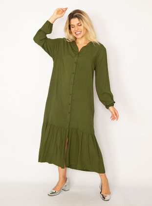 ŞANS Green Plus Size Dress
