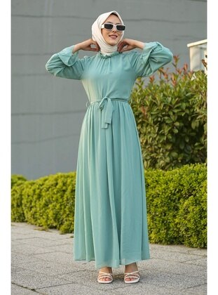 Sea-green - Fully Lined - Modest Dress - İmaj Butik