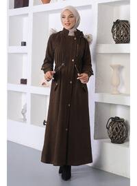 Coat With Elastic Waistband Brown