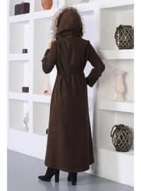 Coat With Elastic Waistband Brown