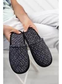 Black Plaid Men's Front Closed Slippers Plush Washable House Slippers Guest Dowry Groom Slippers