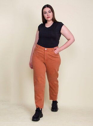 ŞANS Orange Plus Size Pants