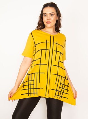 ŞANS Yellow Plus Size Tunic