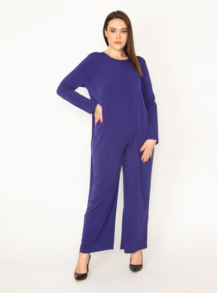 ŞANS Purple Plus Size Jumpsuits