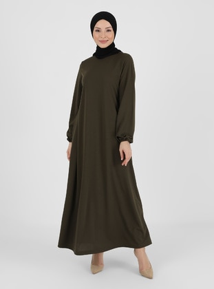 Plain Modest Dress Khaki