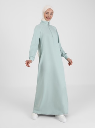 Zipper Detailed Sports Modest Dress Open Nil