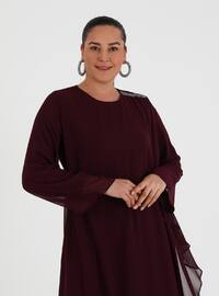 Sour cherry - Fully Lined - Crew neck - Modest Plus Size Evening Dress