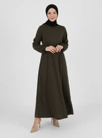 Plain Modest Dress Khaki