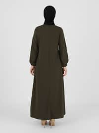 Plain Modest Dress Khaki