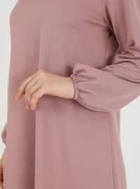 Plain Modest Dress Rose Color