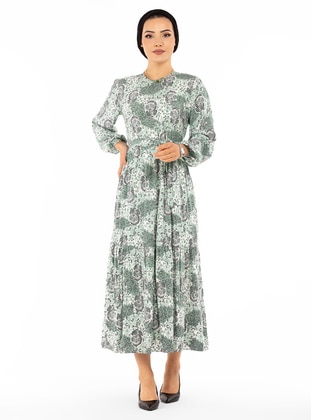 Sevit-Li Green Almond Modest Dress
