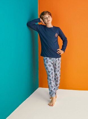 Boy's Long Sleeve Pajama Set Terra-Cotta Pattern