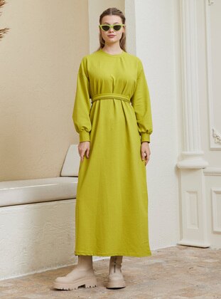 Ceylan Otantik Olive Green Modest Dress