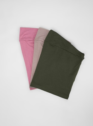 Set of 3 Jersey Bonnet - Khaki Mink Pink - Bonecci