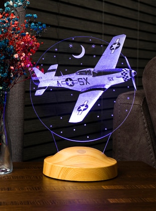 Airplane Night Light Rgb Night Light, Mustang P52 Plane Light Perfect For Bedside Table, Bookshelf, Sideboard Etc, 3d Lamp Gift For Pilot